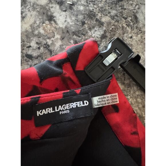 Karl Lagerfeld Paris Multi Color Black And Red Full Skirt Waist Size 28 In - Picture 5 of 6